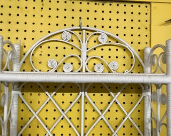Vintage White Wicker Wall Shelf