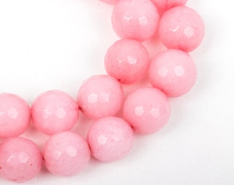 6mm Round Faceted BABY PINK JADE Gemstone Beads full strand gjd0113