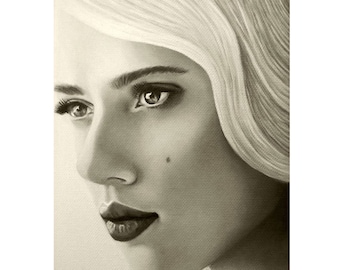 A Mark Of Beauty - Scarlet Johansson - ART PRINT - 8 x 10 - By Mixed Media Artist Malinda Prudhomme