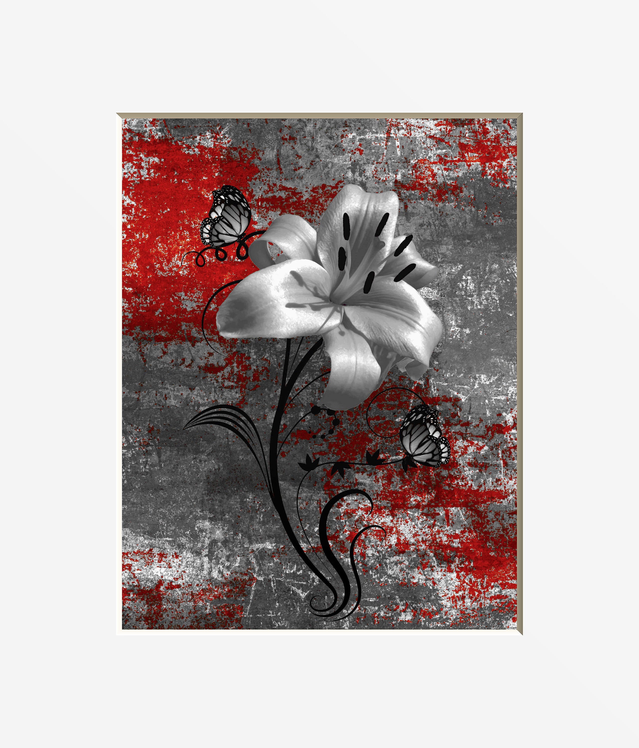 Salle De Bain Sous Sol Sans Fenetre ~ photographie dart mur gris rouge fleur de lys papillon Salle De Bain Sous Sol Sans Fenetre ~ photographie dart mur gris rouge fleur de lys papillon