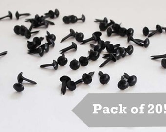 Black mini brads, fab for eyes, pack of 20, eyes for felties, 5mm diameter, craft eyes
