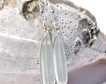 Sea Glass Earrings, Drop Earrings, Dangle Earrings, Beach Glass Earrings, Wire Wrapped Earrings, Sea Glass Jewelry, Gifts For Her Under 15