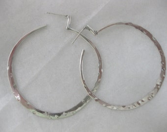 Sterling Silver Hammered Hoop Earrings