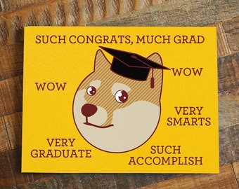 Funny Graduation Card "Much Grad" - Funny Congratulations Card, Shiba Inu Card, Doge Card, Meme Card, Geeky Grad Card, Shibe, Grad Gift