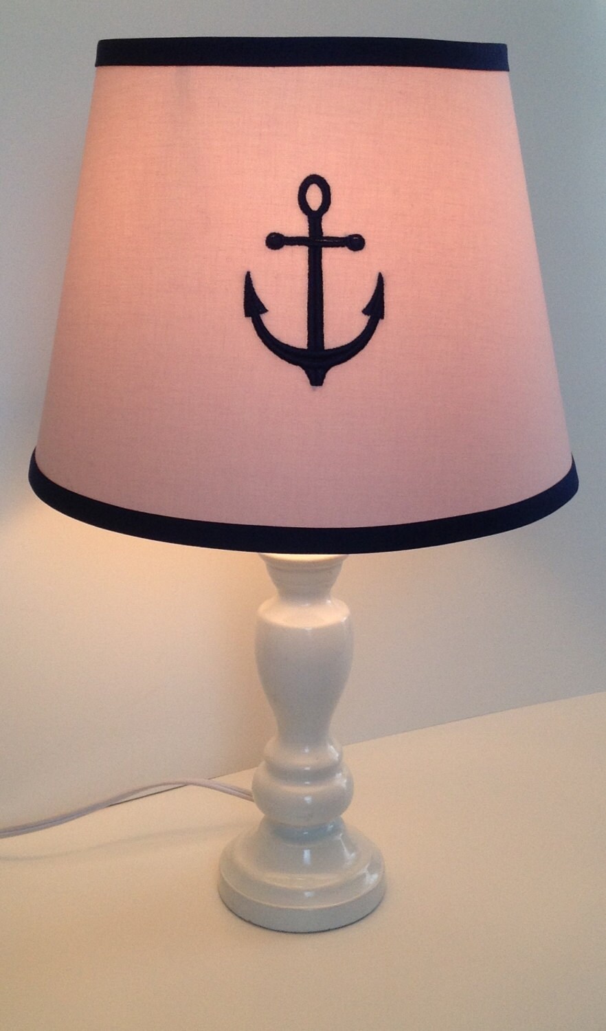Nautical Anchor Lamp Shade Light Pink Fabric choice of anchor
