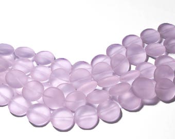 Lavender Coins- recycled sea glass beads