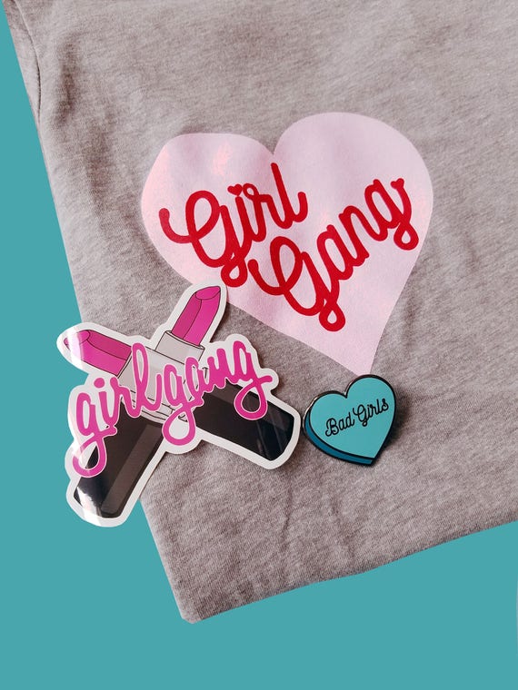 Girl Gang T-Shirt Pin Sticker Bundle