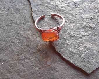 handmade copper and fire opal ring
