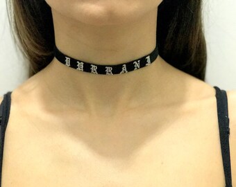 Suede Choker Necklace - Personalized Choker Necklace - Custom Name Choker - Name Plate Choker - Custom Jewelry - Name necklace - Name Choker