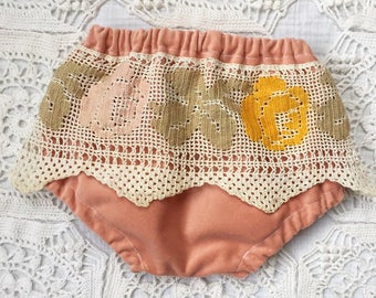 Pale Peach Bloomers with Vintage Lace