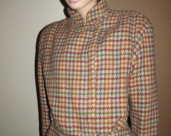 Vintage 'hounds-tooth' wool jacket.Italian vintage pied-poule fabric jacket.Vintage Mani jacket made in Italy.