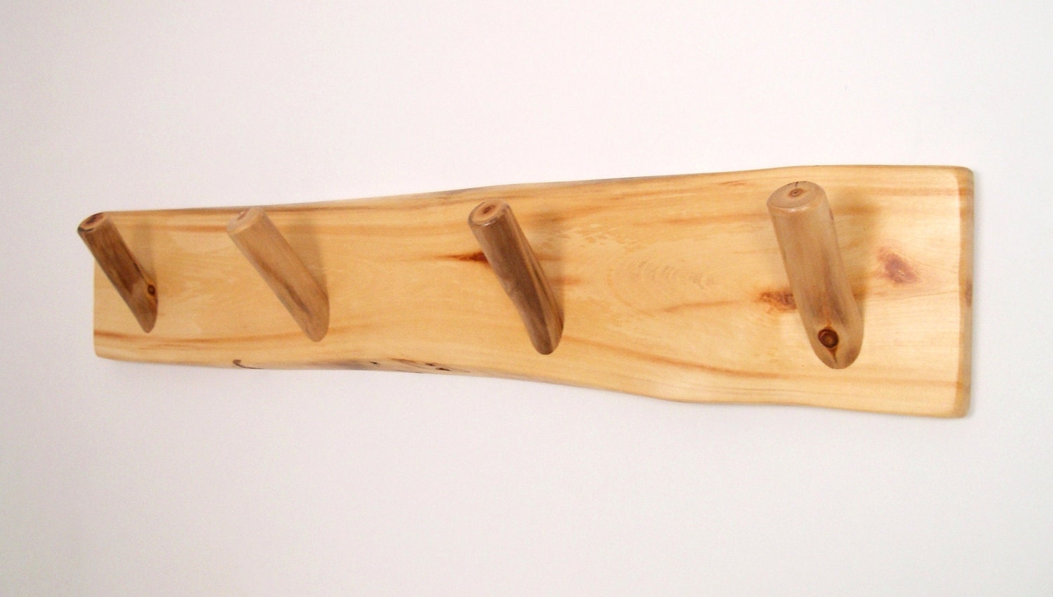 Log Coat Rack 4 peg Natural Live Edge Aspen Log Wall Mount