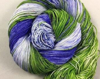 hand dyed sock yarn, Speckle City HYACINTH, superwash merino wool and nylon