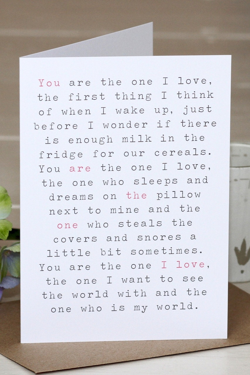 Greetings Card 'The One I Love'