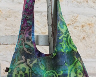 Hobo Batik Reversible Shoulder Bag & Purse