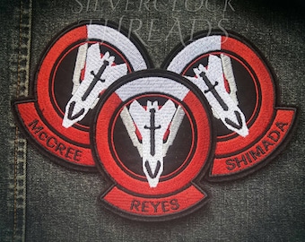 Personalised Overwatch Blackwatch patch - sew-on name tag shoulder Reaper inspired embroidery - 9 cm / 3.5 in - costume and cosplay prop