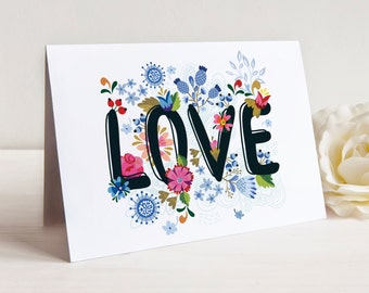 Love Notes, Set 0f 10 Cards with Envelopes, Floral Love, Valentines Day Cards
