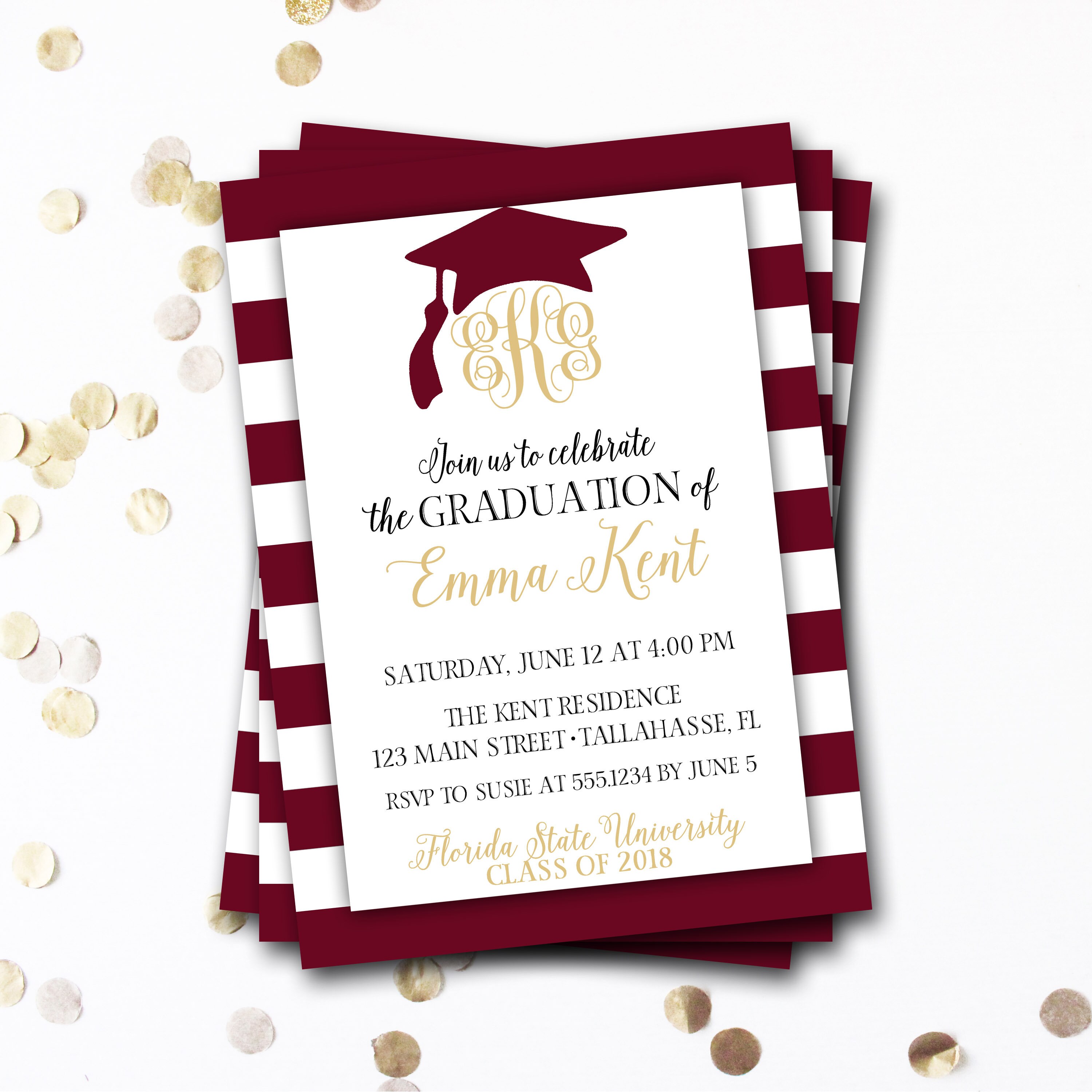 monogram graduation invitation garnet graduation invitation invitation graduation