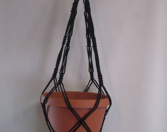 Macrame Plant Hanger Vintage Style 4mm, 30 inch - BLACK