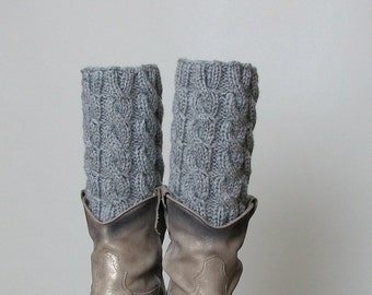 Knitted Boot Cuffs - GREY Knit Boot Cuffs - Leg Warmers - Boot Toppers - Knit Boot Socks