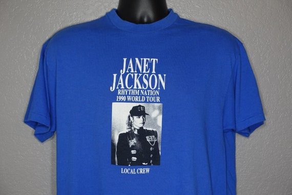 1990 RARE Janet Jackson - Local Crew '90 Rhythm Nation World Tour 1814 Concert Vintage T-Shirt