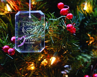 Personalized Glass Crystal Ornament - In Memory of - Christmas Tree Decoration - Xmas Decor - Memorial Gift - Sympathy Gift - Holiday Decor