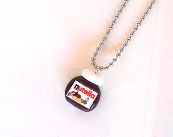 Nutella Necklace, Polymer Clay Miniature Food Jewelry, Nutella Fan, Tiny Nutella Pendant, Perfect Gift for Nutella's Fan