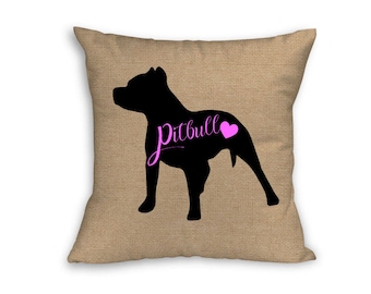 Pink Pitbull Pillow Cover, Pillow Cover, Pitbull Pillow Cover, 18" x 18" Zip Pillow Cover