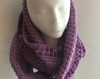 Crochet Scarf, Purple Infinity Scarf