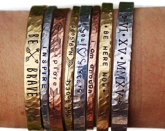 Hammered Personalized Coordinates Bracelet, Engraved Latitude Longitude Bracelet, Custom Bracelet, Personalize Cuff, Customized Cuff,