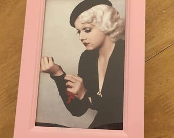 Jean Harlow colour print in a baby pink frame 6x4"