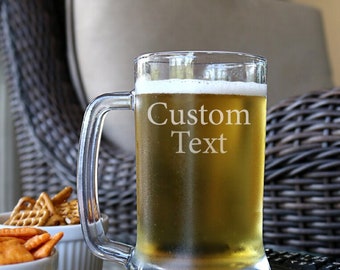 Personalized Beer Mug 16 oz, Custom Beer Mug, Couple Beer Mug, Personalized Gift For Couple, Engraved Beer Glass, Custom Beer Glass - C