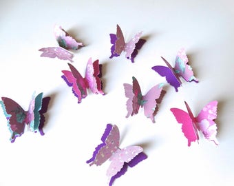 3D Paper Butterflies, bridal shower decor, girls room wall decor, butterfly birthday party, 1st year birthday party, garden party