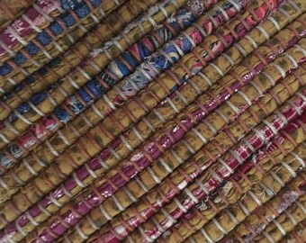 Hand Woven Rag Rug - Little Scrappy Gold Cotton 28" x 29"