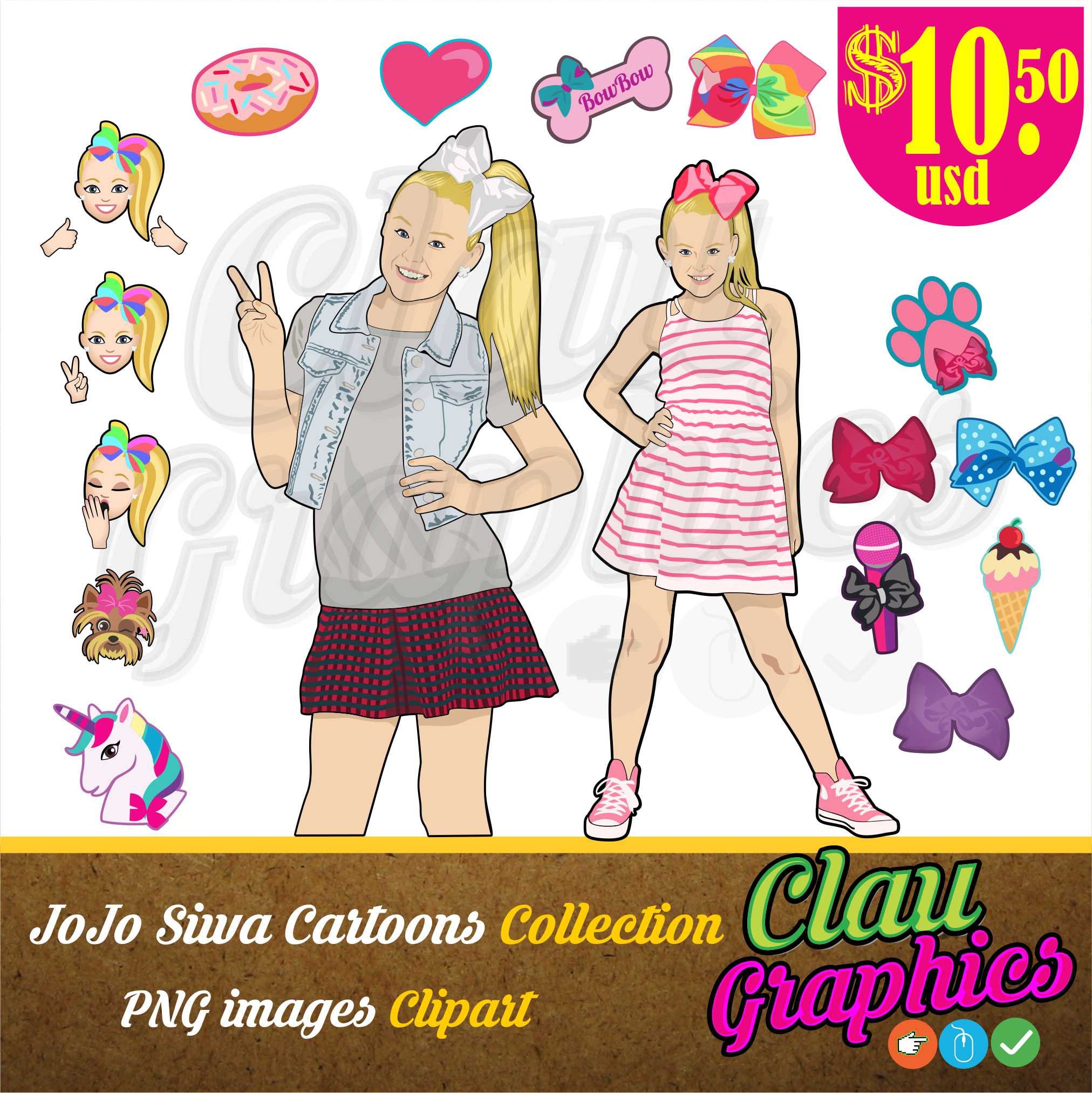 JoJo Siwa cartoons Clipart 18 PNG images transparent