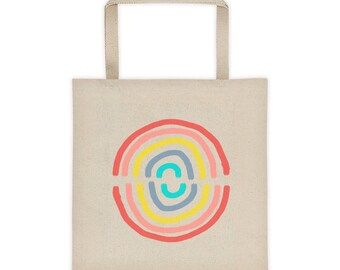 rainbow circle tote bag market bag cotton tote shopper
