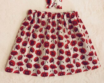 Fiver Friday: Poppy Skirt & Bow Set, Baby Skirt, Baby Bow, Girls Clothing, Girls Birthday Present, Baby Shower Gift, Cake Smash