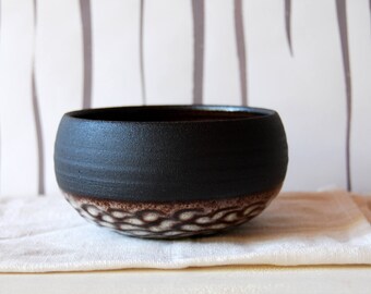 One of a kind bowl Unique bowl Small bowl Stoneware Black pottery Black clay bowl Handmade bowl Black ceramic Prop styling Faceted bowl