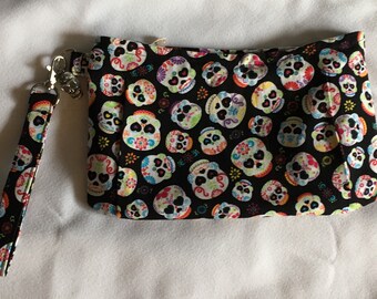 Charmed Multi Colored Sugar Skull Wristlet Clutch