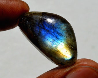 Labradorite 22 Cts Natural Blue Fire Cabochon Both Side Polished Free Form Shape Labradorite Gemstone 27x15x6.7 MM R15649