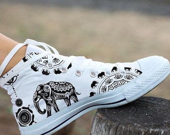 Baskets haute éléphant ethnique femmes-blanc Version