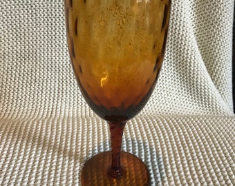 Large Amber Glass Chalice/Wine Glass