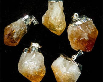 Silver Plated Citrine Point Pendant (PT42BT)