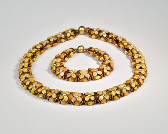 Pinch beads jewelery set -beaded necklaces with beaded bracelet