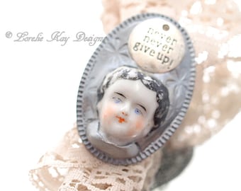 Never Give Up Doll Face Ring Doll Head Ring Fine Silver Plated Lorelie Kay Designs Doll Jewelry