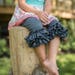 Cheeky Plum Faux Denim Ruffle Capris (Running slightly small)