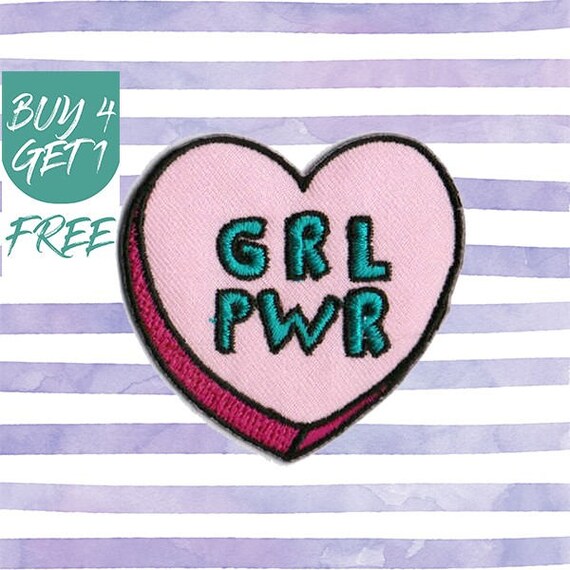 Girl Power Patches Heart Patches Iron On Patch Embroidered