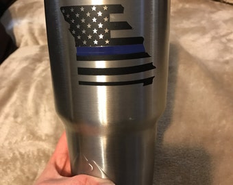 Thin Blue Line vinyl decal Missouri with name and badge number