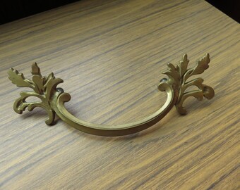 Vintage Large Ornate Brass Drawer Pull Handle 7 1/2" wide