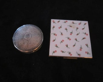 2 Vintage Compacts - Sterling Silver Compact - Elgin American USA Compact - Collectibles - Vintage Sterling - Retro Powder Compacts
